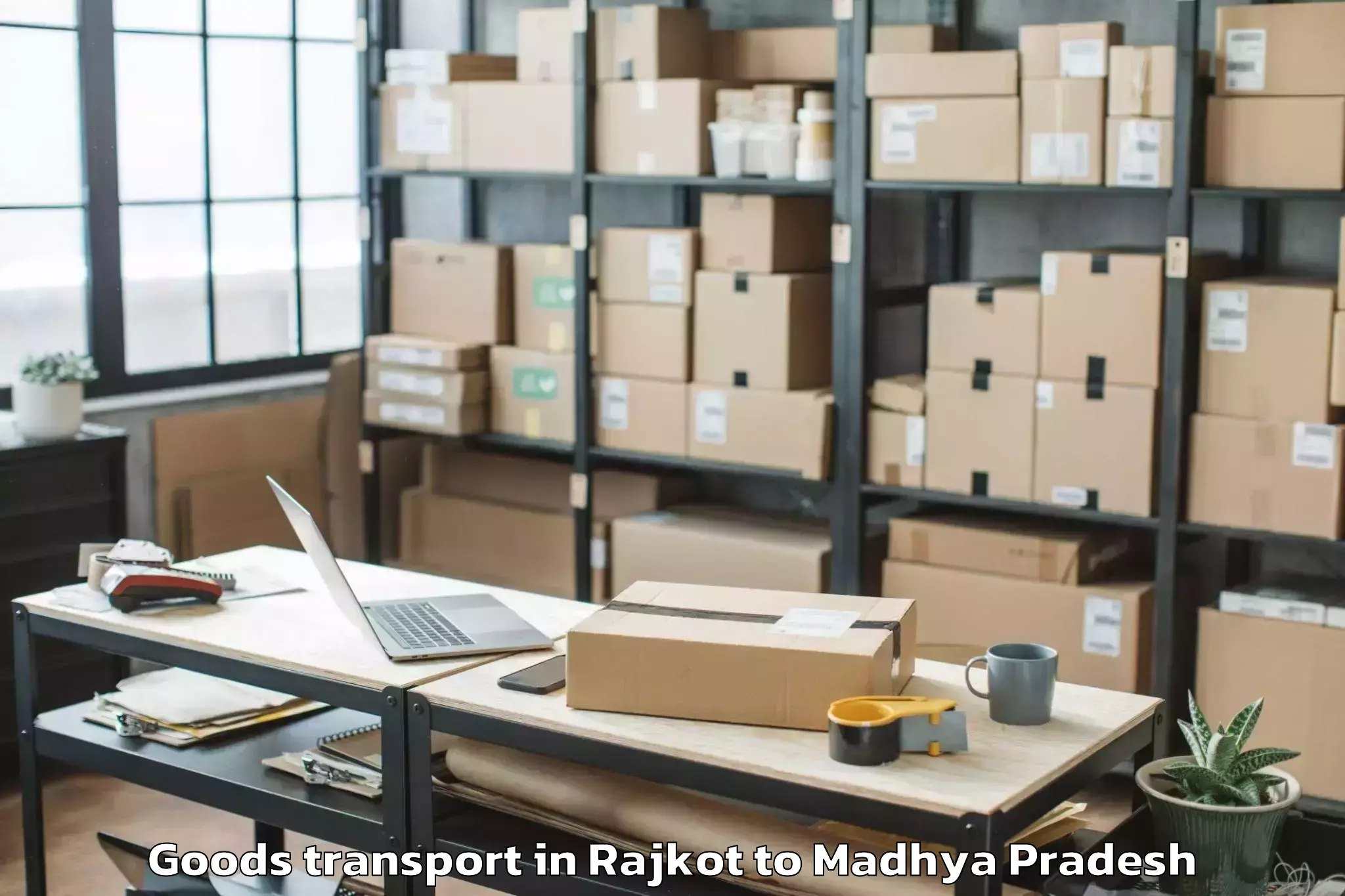 Top Rajkot to Abhilashi University Satna Goods Transport Available